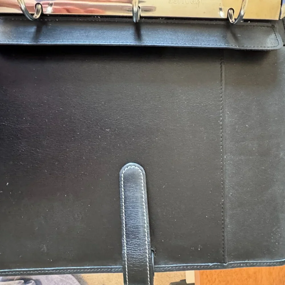 Coach Vintage Black Leather Desk Agenda- 3 Ring Krause Binder